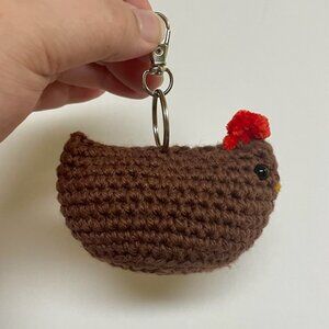 Crochet Brown Chicken Bag Charm/Keychain